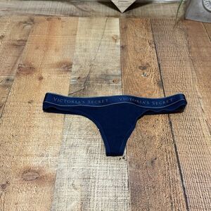 Victoria’s Secret Logo Cotton Thong Panty nwt navy blue 

Size XS